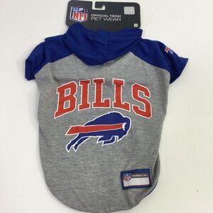 NFL Pet Wear Buffalo Bills Pet Hoodie Tee Shirt For Dogs & Cats Gray Blue Size M